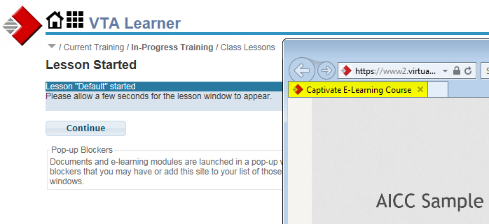 Captivate AICC Course Tab in VTA Learner