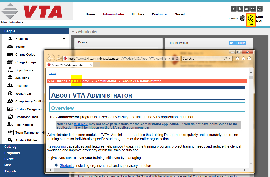 VTA Online Help 8.1